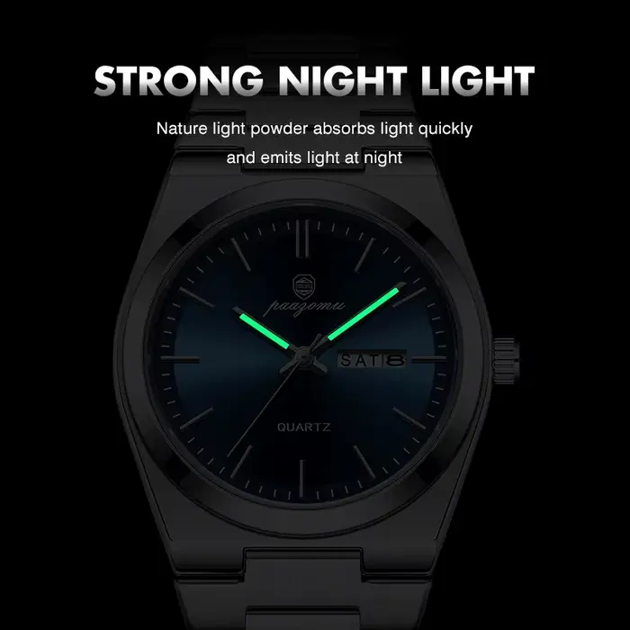 PAAZOMU luxe Quartz homme montre-bracelet Sport hommes montres étanche lumineux Date semaine acier i
