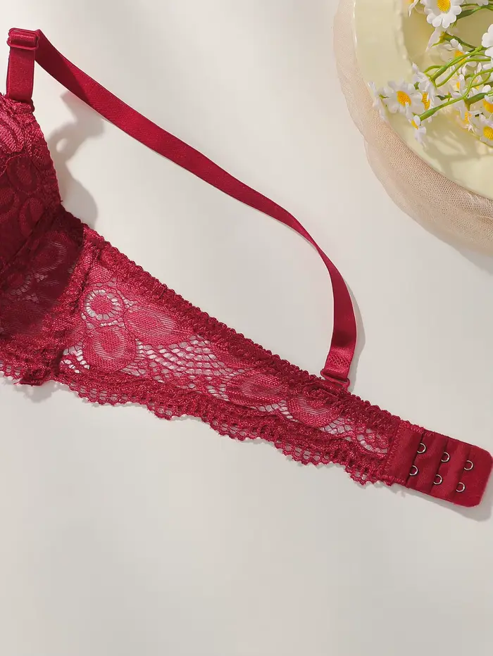 Sexy červená čipka Push Up Bra Set pre ženy podprsenka a nohavičky spodná bielizeň priedušné pohodlné stredné Beanie