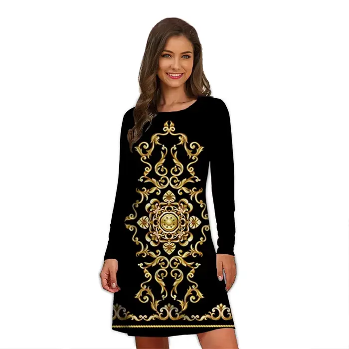 Robes élégantes à imprimé léopard pour femmes, manches longues, vêtements surdimensionnés, mode vint