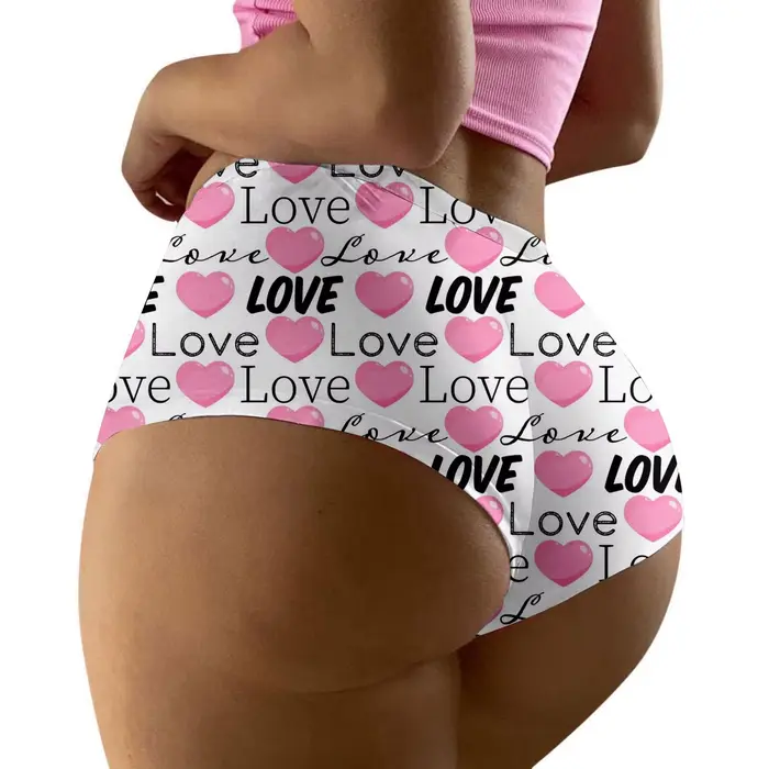 Culotte imprimée pour la saint-valentin pour femmes, sous-vêtements respirants, slip taille haute, L
