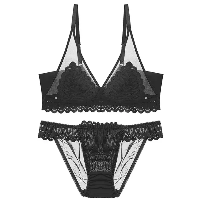 Najpredávanejšie: Trojuholníkový bralette set z francúzskej čipky pre ženy, bez výstuže, ľahký, s bočnými podpornými panelmi a vyhladzovacím efektom pre oblasti pod ramenami, na použitie ako