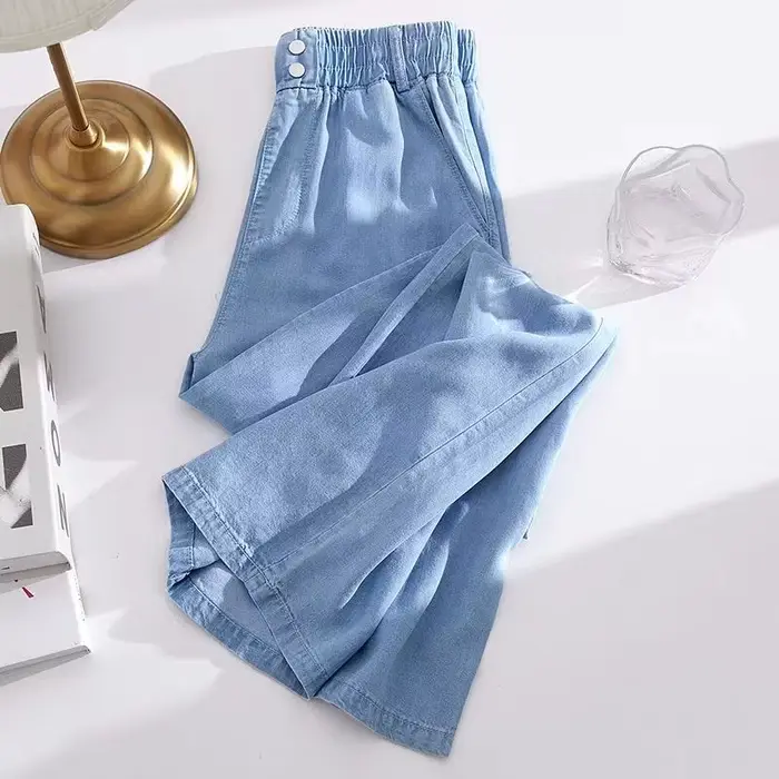 Jean en soie glacée pour femmes, coupe ample, grande taille, pantalon de Yoga décontracté, marque te