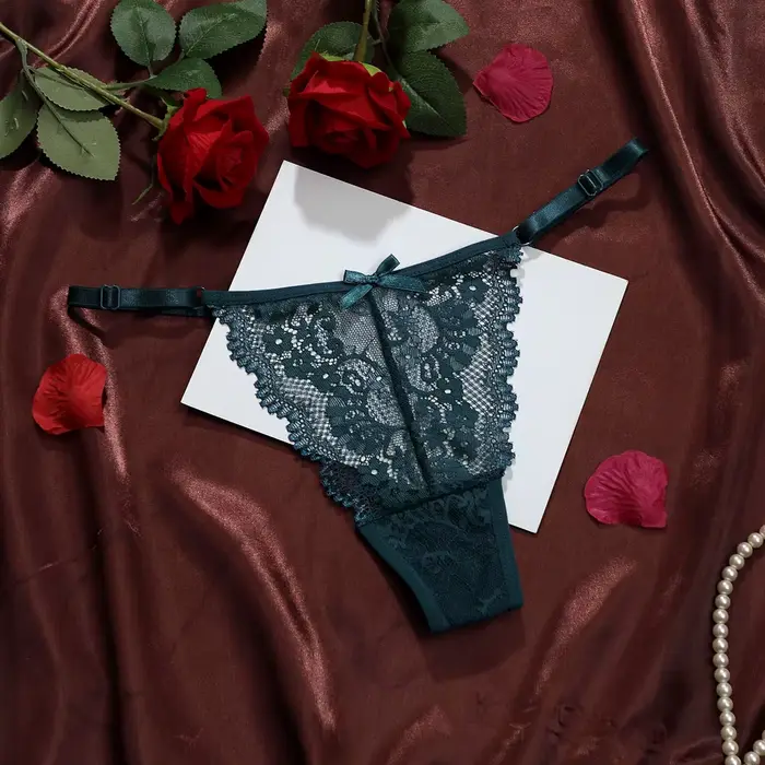 tangá Sexy Dámske s nastaviteľným opasok, čipka kvetinový vzor, priedušné, jednofarebné, pohodlné intímne spodná bielizeň