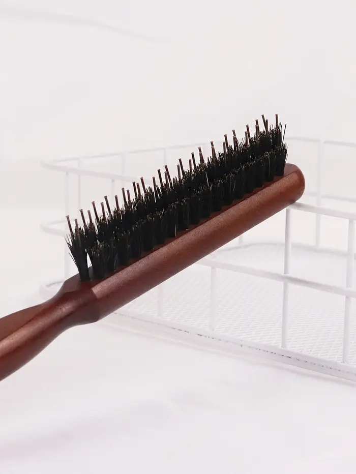 Peigne professionnel à ligne fine, brosse à cheveux à déchirer le dos, manche en bois moelleux, peig
