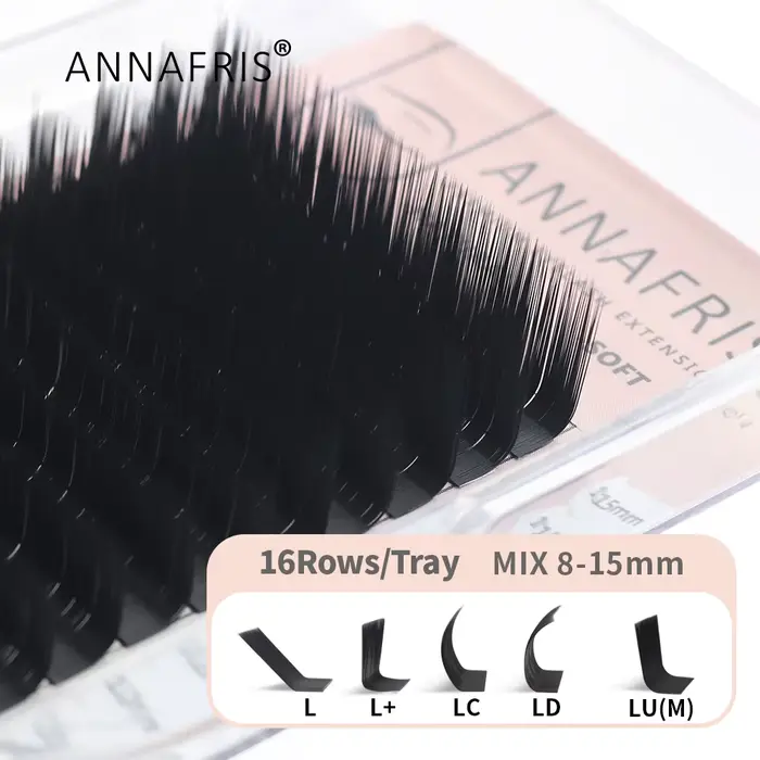 ANNAFRIS L Cils, L +/LC/LD/LU(M) Curl Cils individuels Soie naturelle Vison Mat Extension Faux Cils 