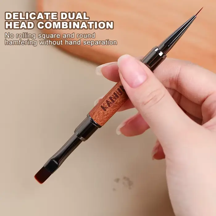 Brosse à ongles double extrémité, manche en bois de santal Kolinsky, revêtement et constructeur de G