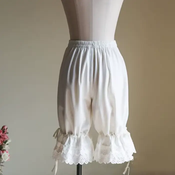 Vintage čipkované nohavičky pre ženy s volánmi a lampiónovým uzlom