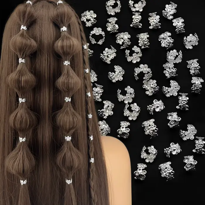 Anneaux de tresses de cheveux en alliage, 40 pièces, épingles à cheveux Vintage pour Dreadlock femme