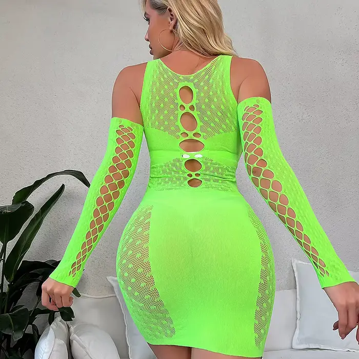 Chemise de nuit sexy ajourée en nylon et élasthanne pour femmes style moderne et intemporel occasions spéciales