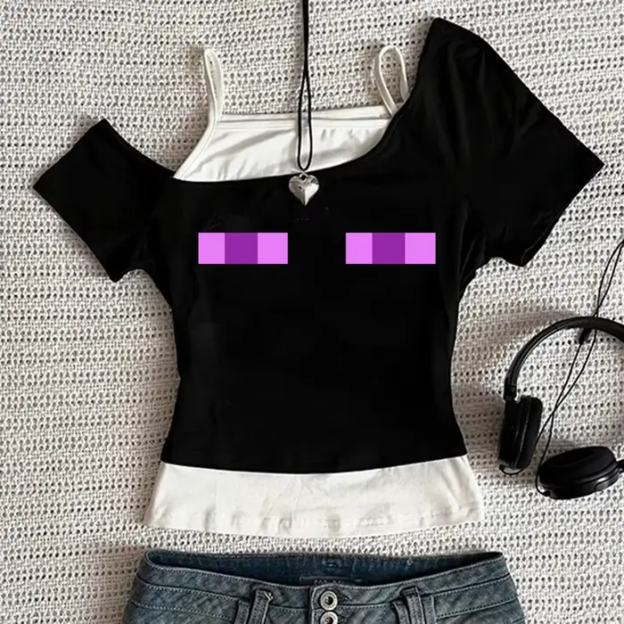 Y2K Bez rukávov Košeľa, Sexy, Čipka, Streetwear, Hip Hop, Punk, Vintage, Emo Girls, Chic, List vytlačený, Gothic, Slim, Detské topy
