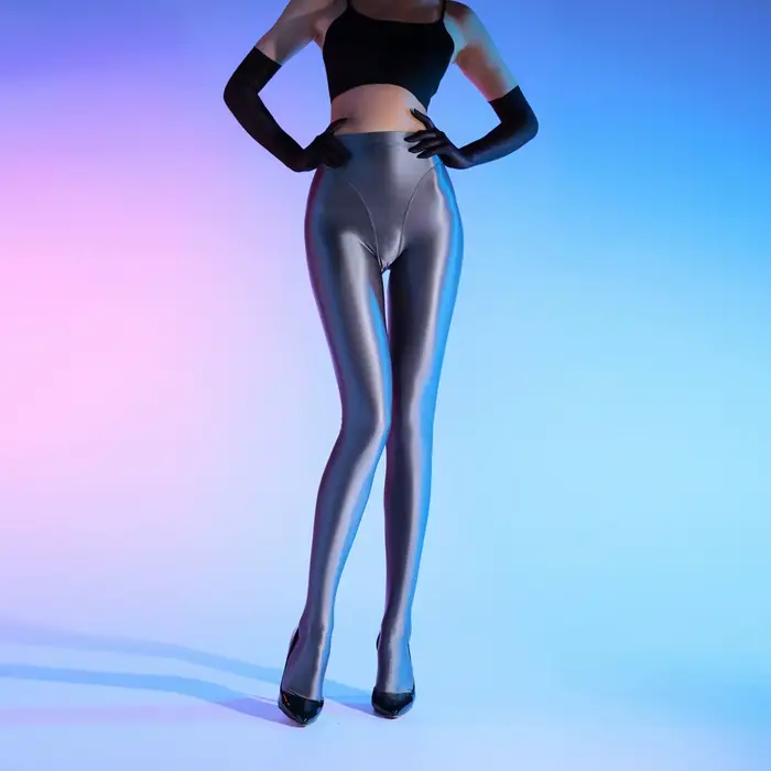 Sexy ženy 80D otvorené rozkrok priehľadný vidieť cez olej lesklé pančuchy Sexy tesné jóga pančuchy tvarovanie pančuchy