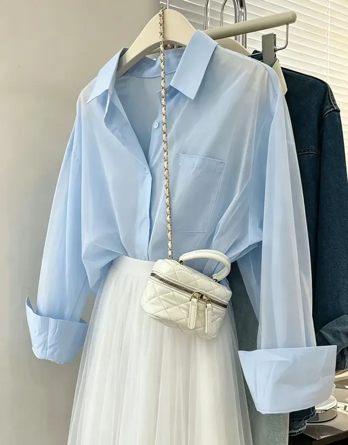 Chemise décontractée pour femmes, couleur unie, épaules tombantes, chemise à manches longues