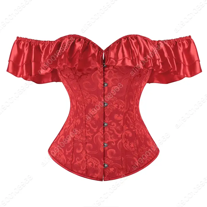Corset bustier pour femme, design épaules dénudées, corset vintage à lacets, bustiers jacquard