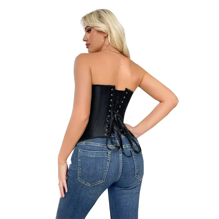 Dámske overbust Top korzet bočný zips satén vykostené čipka-up Bustier Shapewear zoštíhľujúci pás tvarovanie Korset
