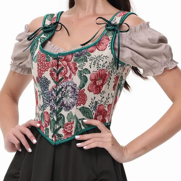 Corset surbuste femme vert floral sexy gothique victorien vintage steampunk médiéval pour entraînement de taille et formation du corps