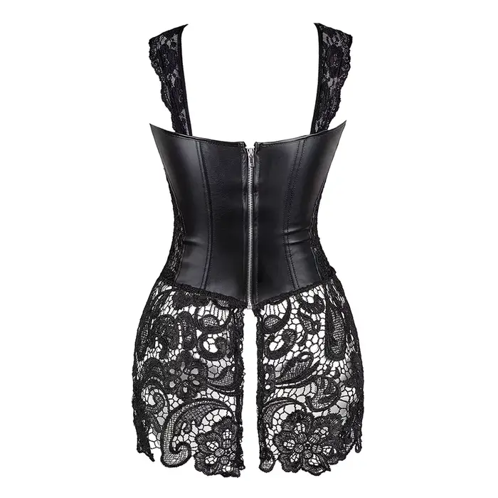 Sexy čipka korzet pre ženy, Faux kožené šaty, Punk, Bustier, Push Up, Gothic, Erotické spodná bielizeň, Veľká veľkosť