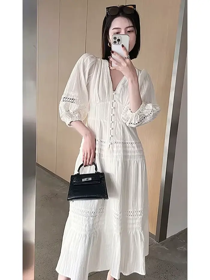 Pouvez-vous psyLady-Robe mi-longue élégante à plusieurs niveaux pour femmes, robes évidées pour dame