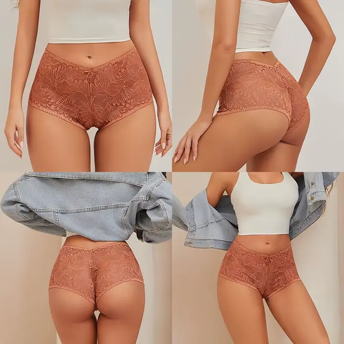 4 kusy / set čipka nohavičky pre ženy Kvetinové duté štýl Cheekie spodná bielizeň Sexy intímna žena Spodná bielizeň Fineto dizajn nohavičky