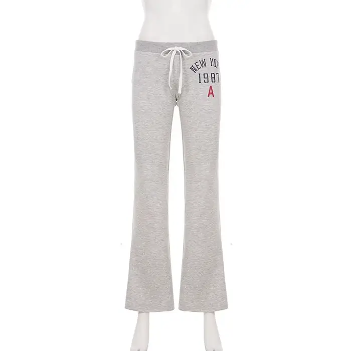 SUCHCUTE America Pantalon imprimé patchwork taille basse avec cordon de serrage, style streetwear Y2