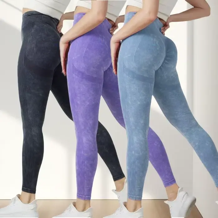 Bezšvové tie-dye legíny pre ženy – Vysoký pás