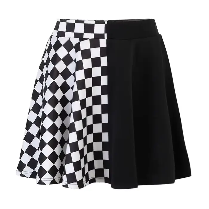 Jupe gothique sexy taille haute pour fille noire, jupe Harajuku Y2k, abonnés à la couture à carreaux