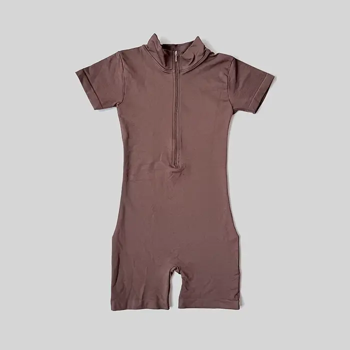 Combinaison d'été à manches courtes avec fermeture éclair, tenue de sport, Fitness, body pour femmes