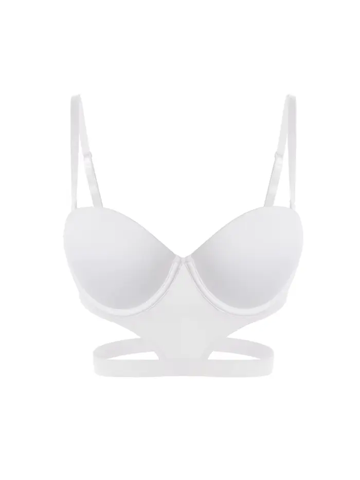 Soutien-gorge sexy élégant T-shirt underton beau dos demi-tasse taille lisse et exposée taille mince