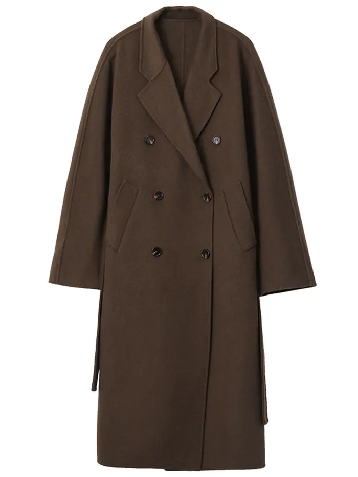 CHIC VEN femmes Long manteau en laine ample décontracté Double face vêtements de dessus pour femmes 