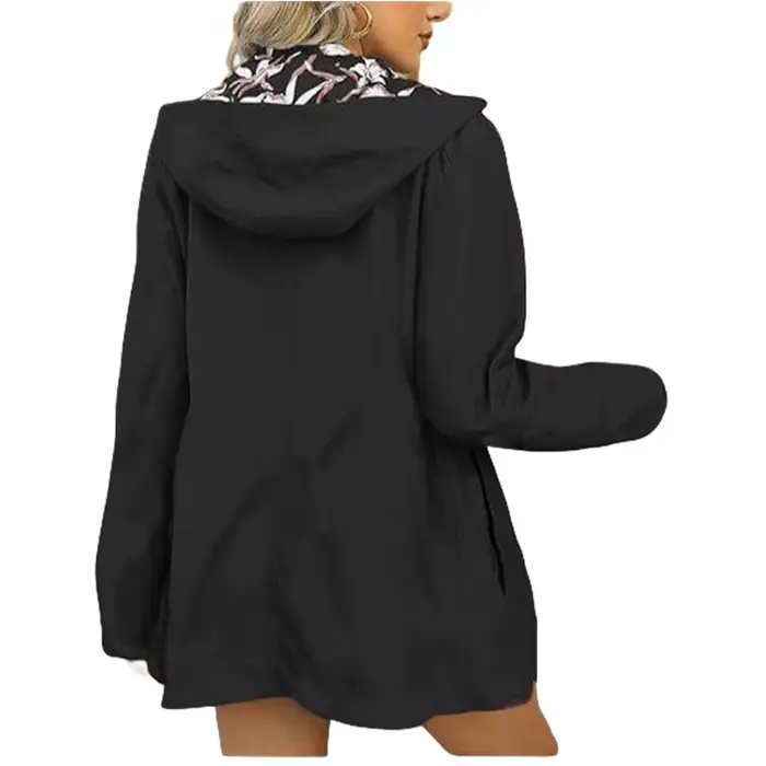 Veste à capuche d'automne pour femmes, manteau décontracté imprimé réversible avec poches, Streetwea
