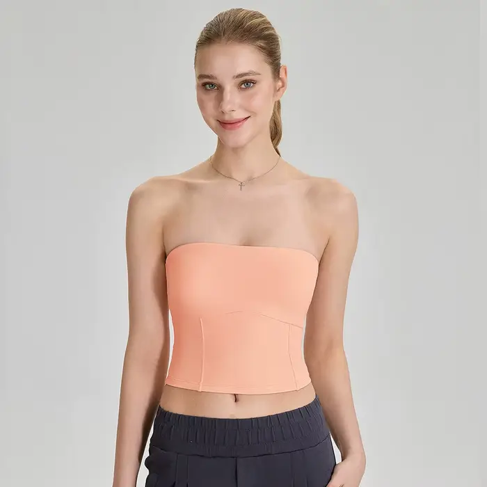 Brassière de yoga sans bretelles pour femme, avec dos antidérapant, débardeur respirant pour le fitn