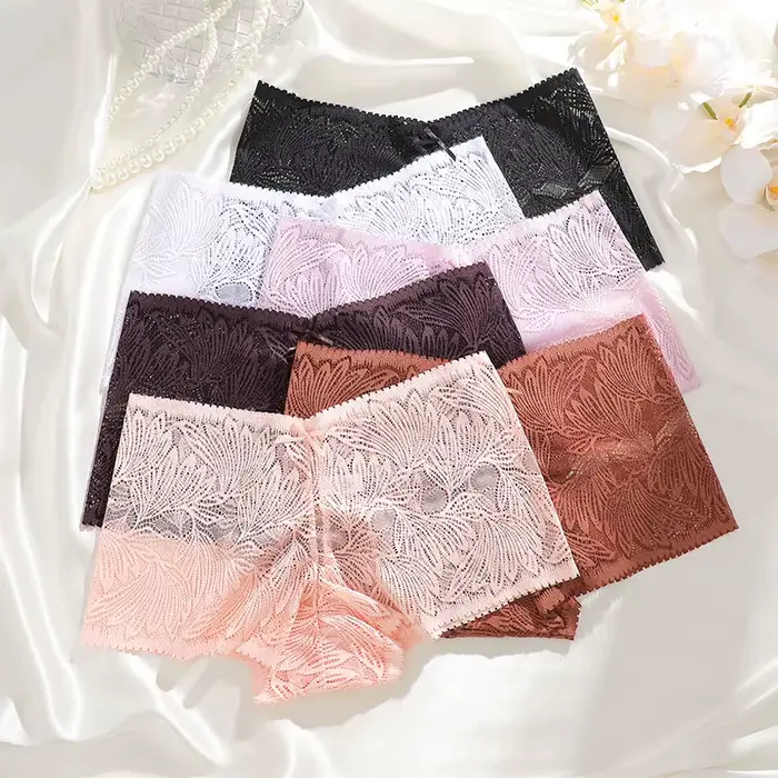 4 kusy / set čipka nohavičky pre ženy Kvetinové duté štýl Cheekie spodná bielizeň Sexy intímna žena Spodná bielizeň Fineto dizajn nohavičky