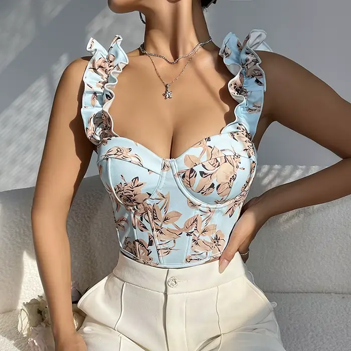 Corset Crop Tops Tendance Sexy Vêtements Pour Femmes Bustier Mode D'été Camisole Slim Fit Gilets Body Shaper Débardeur Overbust Korset