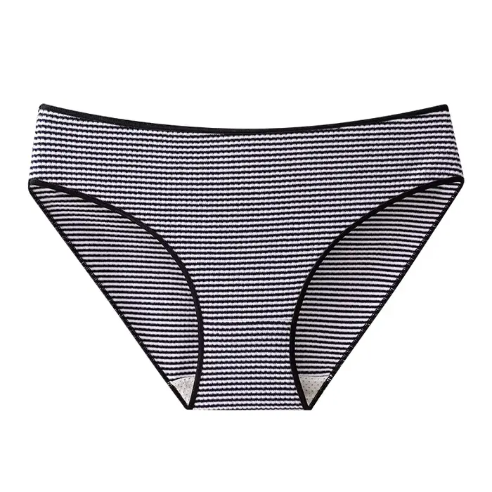 Culotte Respirante à l'Entrejambe pour Femme, Sous-Vêtement Chaud, Sexy, Sans Couture, Rayé, Taille 