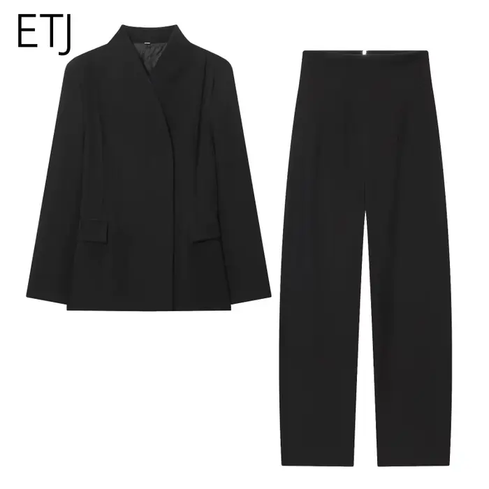 ETJ 2025 – veste de costume slim à col haut et pantalon décontracté assorti pour femmes, nouveau des