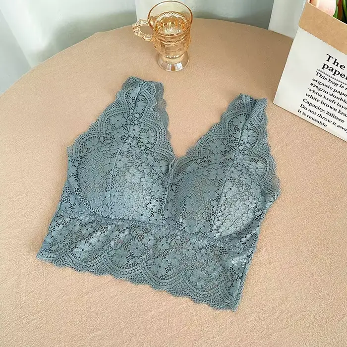Dámska čipka podprsenka, hlboký V-Neck, Sexy spodná bielizeň, bezdrôtové, tielko, Dámske spodné prádlo, V-Back, polstrované Bralette, košieľka