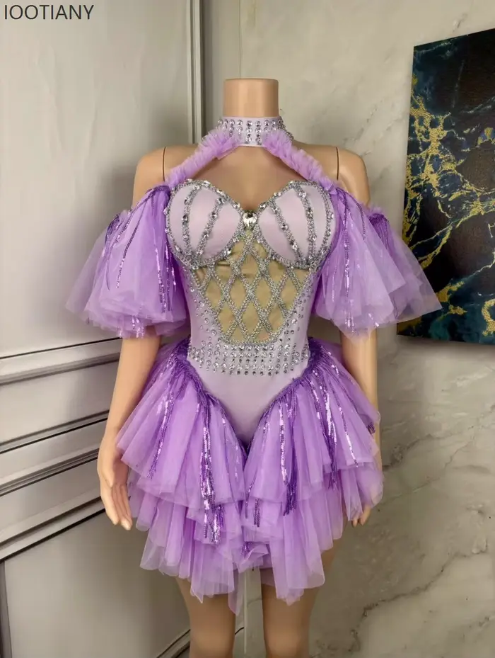 Festival de musique brillant élégant robe douce Costume de danse femmes Club fête nuit chanteur modèle défilé balle Performance robe nouveau