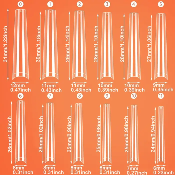 120 pièces longs clair cercueil ongles conseils courbe Extra longue demi couverture cercueil ongles 