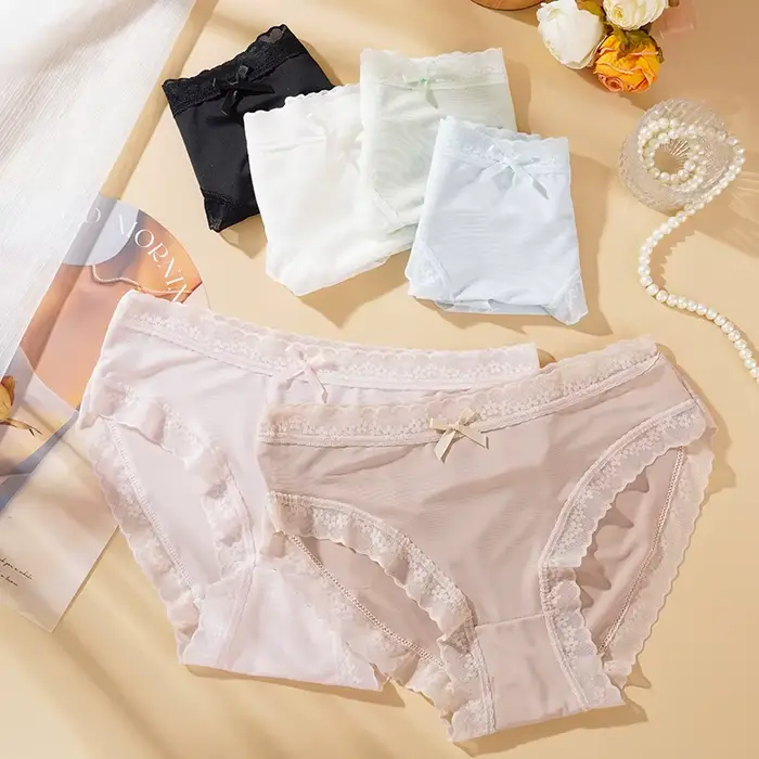 Ženy Sexy nohavičky jednofarebné spodné prádlo priedušná čipka Knot spodná bielizeň žena Ultra tenké priehľadné nohavičky Nové