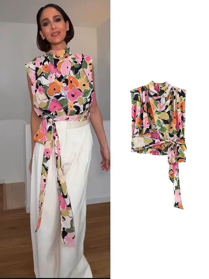 TFMLN Été 2026 – Blouse sans manches élégante pour femme, imprimé floral, avec épaulettes, haut chic