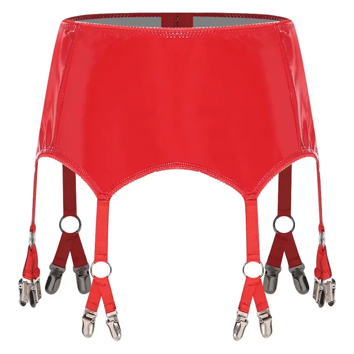 Porte-jarretelles en PU brillant pour femmes, Lingerie, Look mouillé, Clubwear, fesses ouvertes, Pun