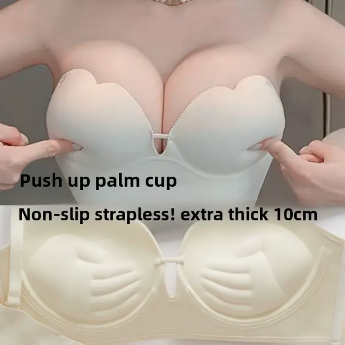 Ultra Push Up bez ramienok podprsenka, 10cm, protišmyková rukoväť, Palm Cap, bezdrôtový tubulárny Top, dámske Bustier, zdvíhacia podpora, svadobné spodná bielizeň