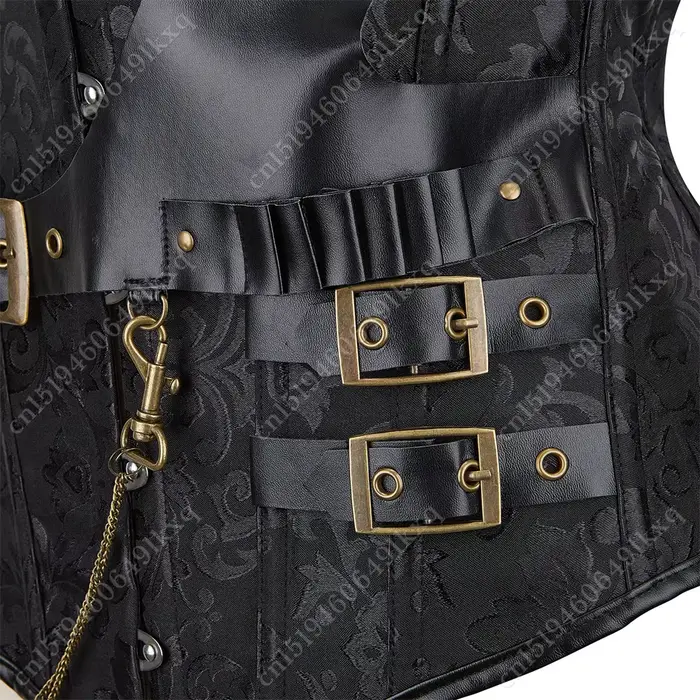 Bustier gothique vintage pour femmes, bustier steampunk, corset noir et brun, tenue d'Halloween, nouveau style années 90