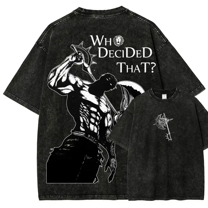T-shirt imprimé graphique Escanor des sept péchés capitaux, style anime japonais, pour hommes et fem