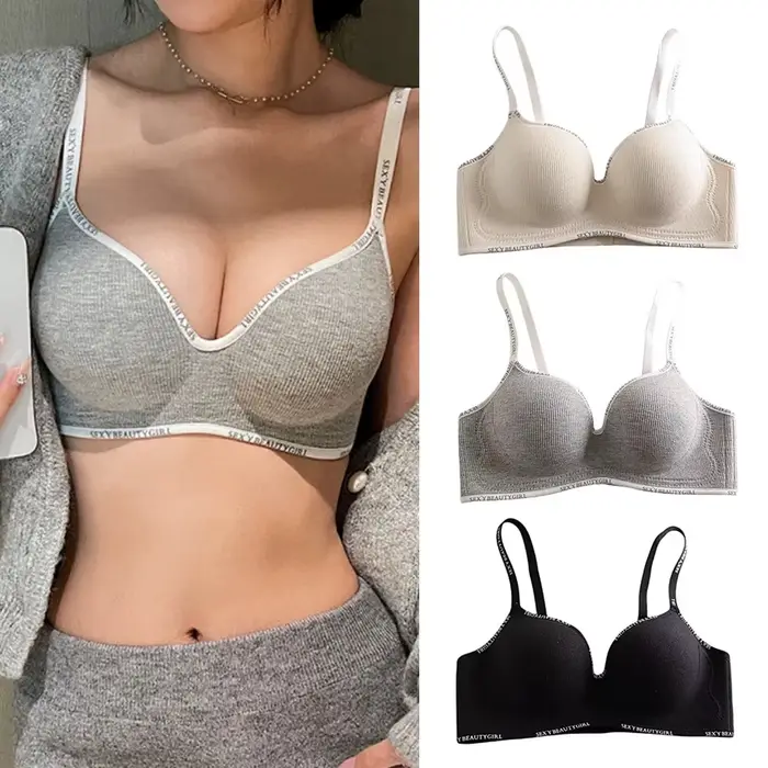 Bezdrôtová push-up podprsenka pre malé prsia, pohodlná, neviditeľná, bezšvíková, s 3D podložkami, podporou a bočnou podprsenkou