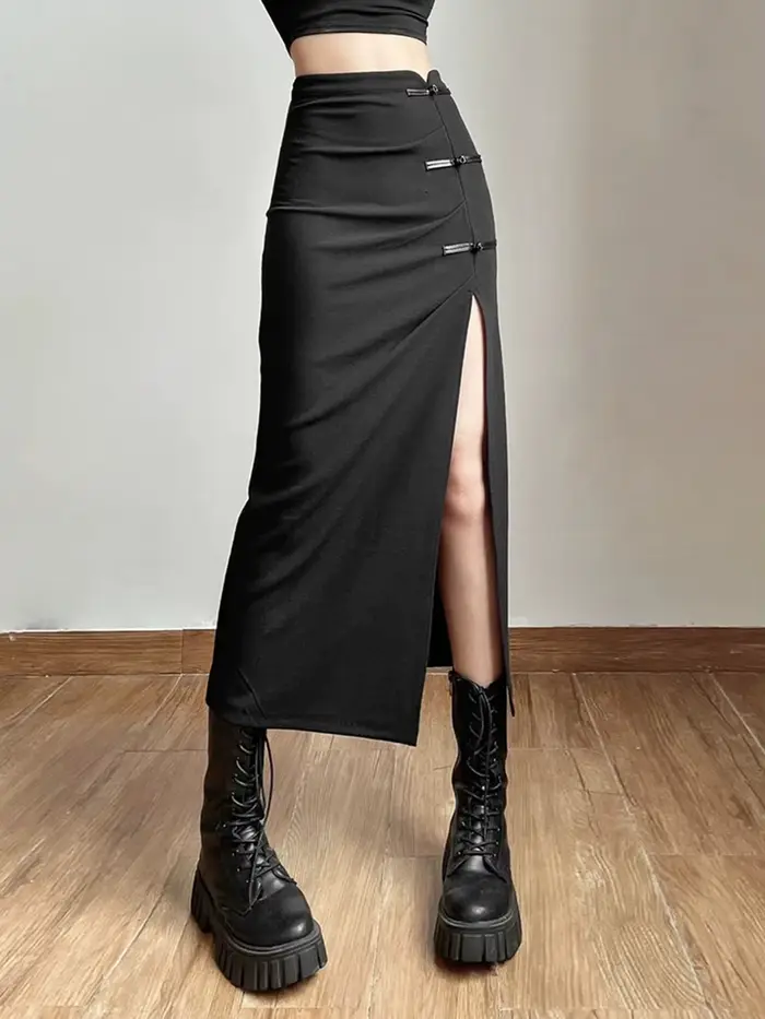 Sexy čierna sukňa s rozparkom