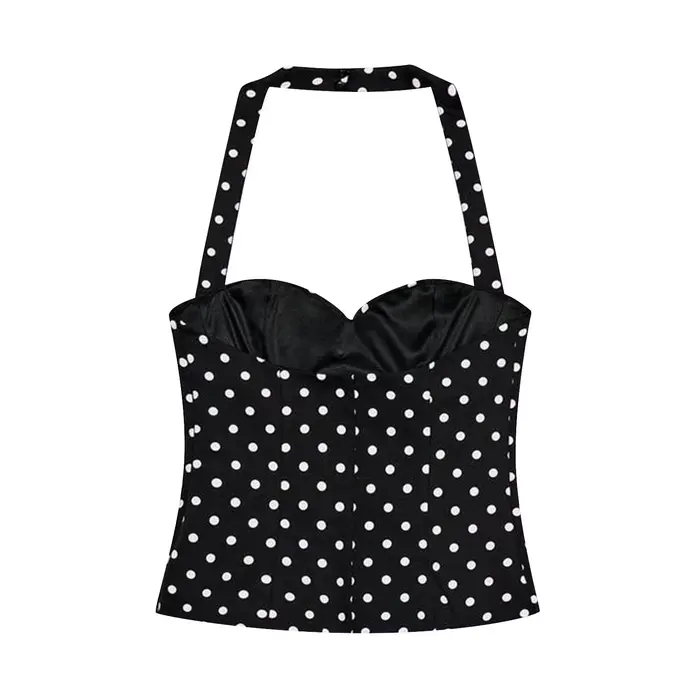 KONDALA Sexy Y2K Girl Halter Tops Corset Slim Polka Dot Print Short Tops Fashion 2026 Spring Summer 