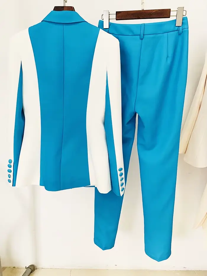 Ensemble tailleur-pantalon femme 2 pièces, nouvelle collection 2026, style haute couture, contraste 