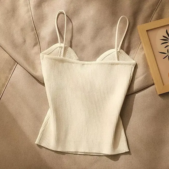 Letný krížový úplet podväzok pre ženy Francúzsky štýl Sexy krása Tielko vypasovaný strih bez rukávov Tričko bez vankúšika