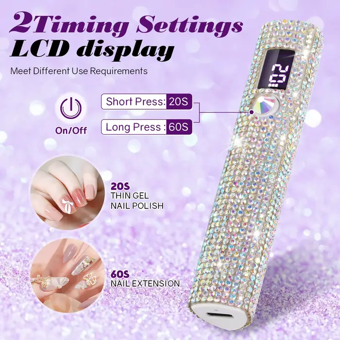 Mini LED UV lampa na nechty s diamantmi