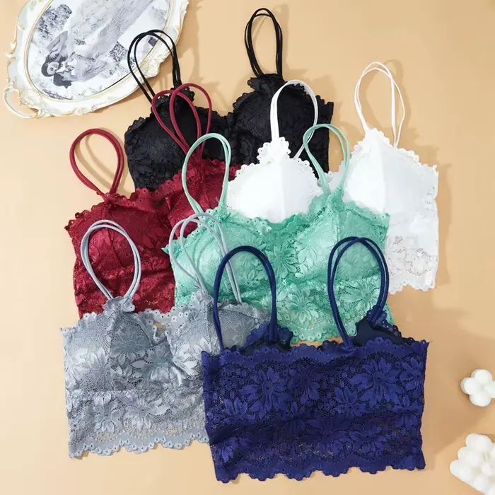 Ženy Sexy čipky podprsenky pohodlné Top Bralette spodná bielizeň vesta bezšvíkové jednofarebné podprsenka žena duté von bezdrôtové spodné prádlo